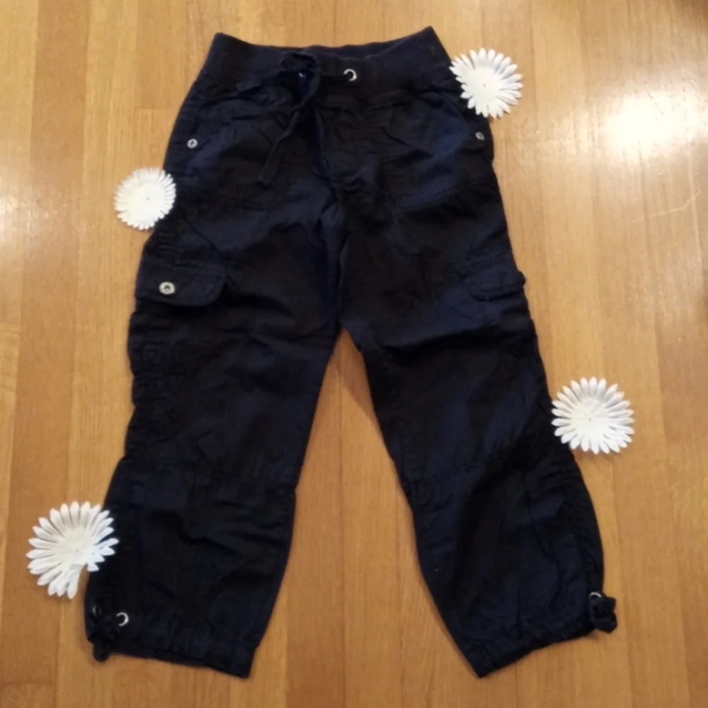 Y2K Justice Black Cargo Capri girls 12 R